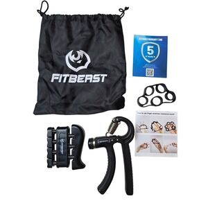 FitBeast Hand Grip Strengthener Kit Adjustable Resistance 10-60kg Finger E1